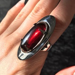 Evil Pawn Jewelry Beldam Garnet Ring Steel